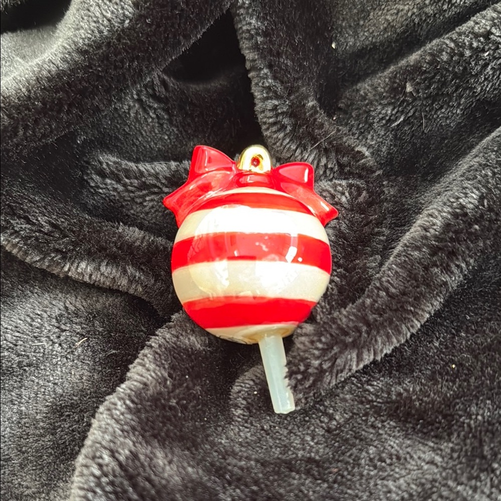 Nora Fleming: Red and White Striped Ornament with Bow